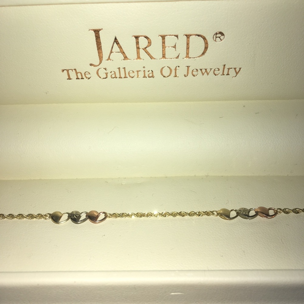 Never Worn Jared tricolor 14k gold anklet